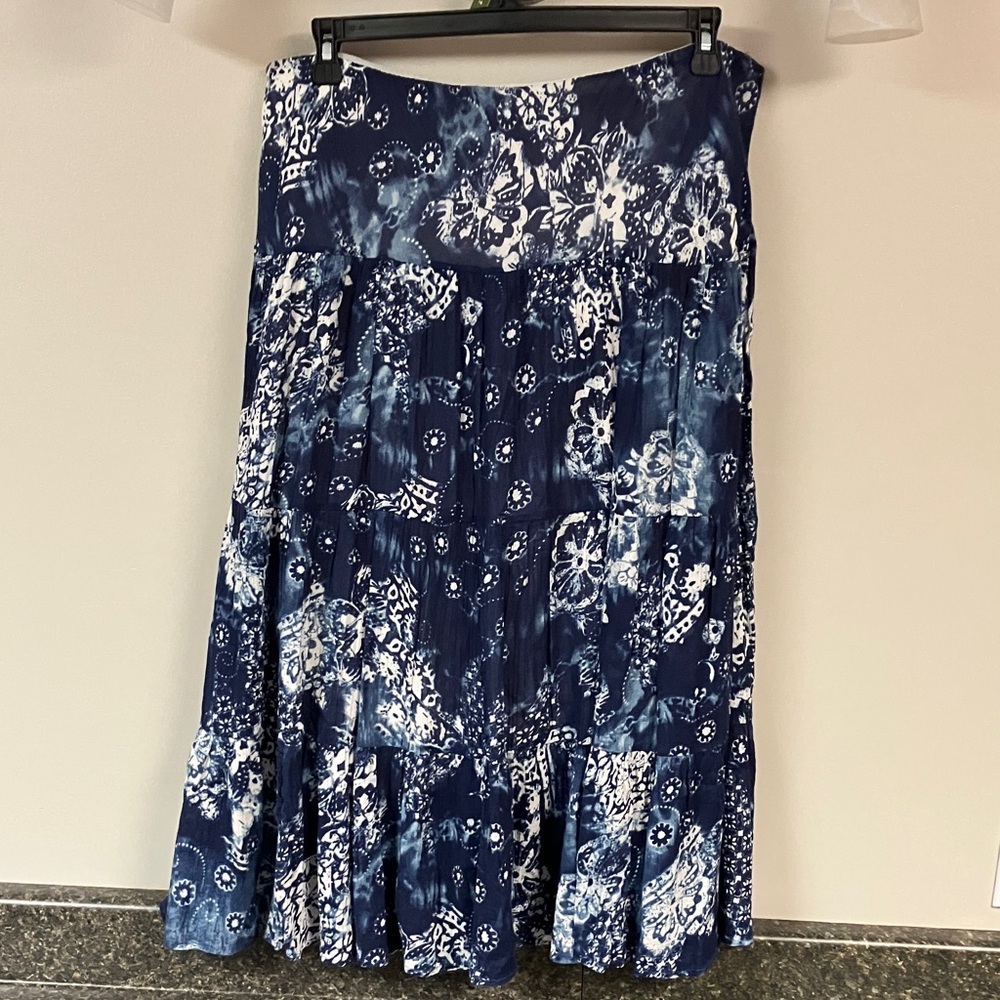 3/$15 ❤️ chaps tiered peasant skirt elastic waist xl 16 - Picture 2 of 8